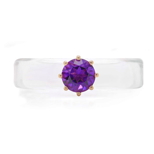 Anillo CG - Amatista y Resina Transparente