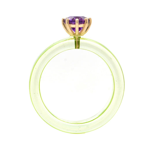 Anillo CG - Amatista y Resina Verde