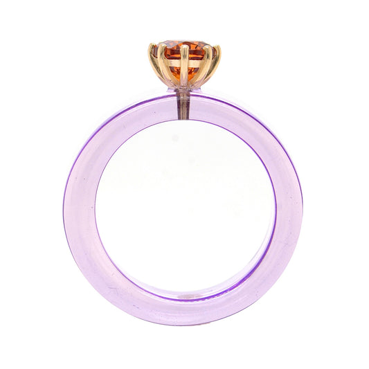 Anillo CG - Citrino & Resina Morada