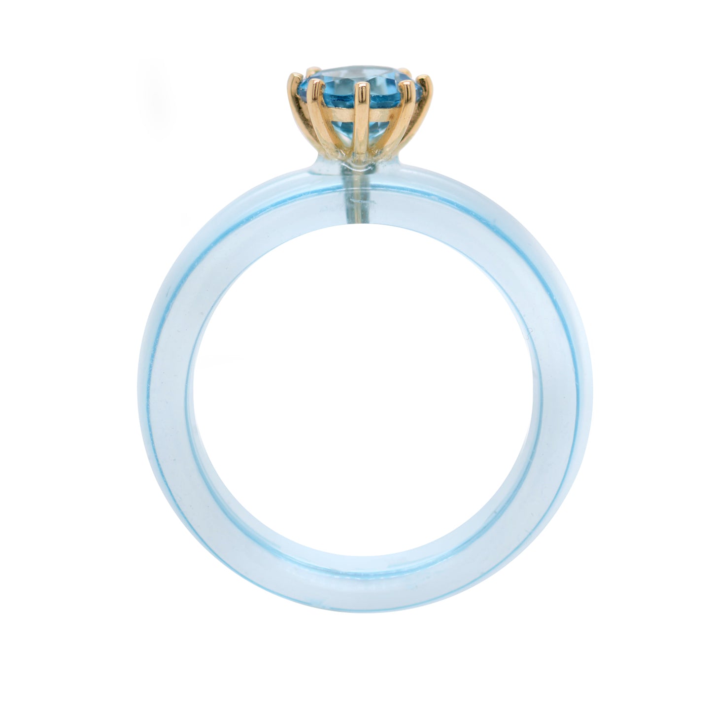 Anillo CG - Topacio Swiss Blue y Resina Celeste