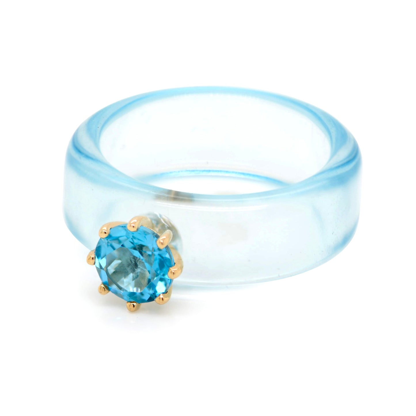 Anillo CG - Topacio Swiss Blue y Resina Celeste