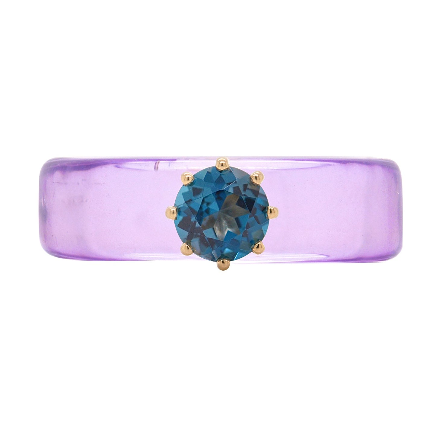 Anillo CG - Topacio London Blue y Resina Morada