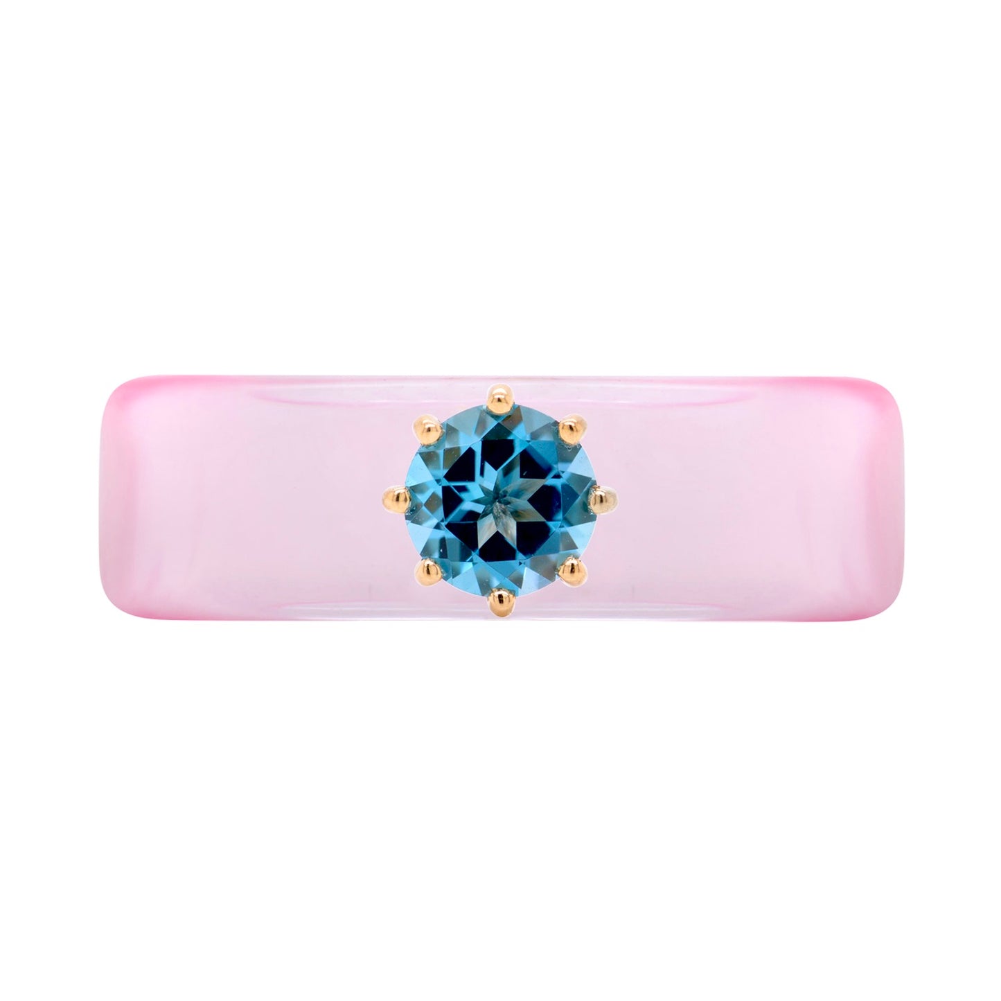 Anillo CG - Topacio Swiss Blue y Resina Rosa