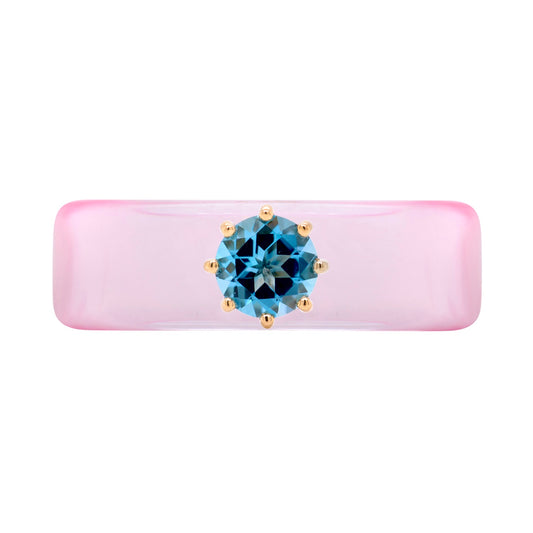 Anillo CG - Topacio Swiss Blue y Resina Rosa