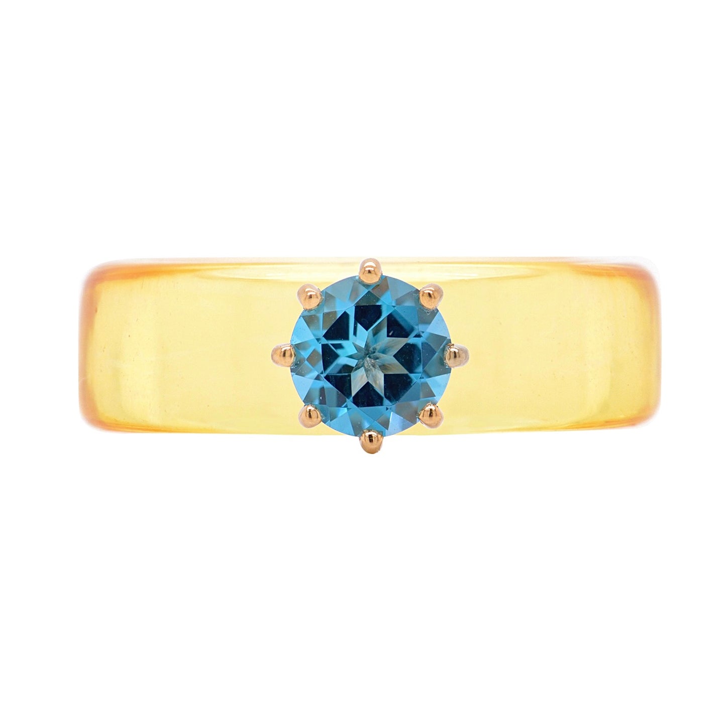 Anillo CG - Topacio Swiss Blue y Resina Amarilla