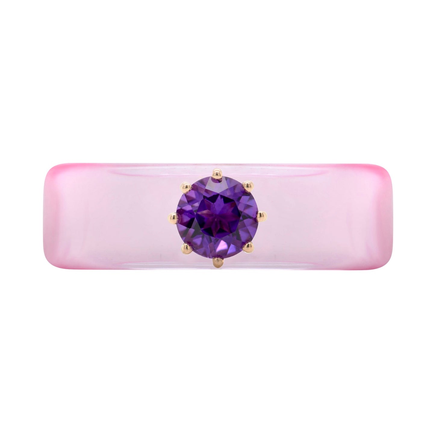 Anillo CG - Amatista y Resina Rosa