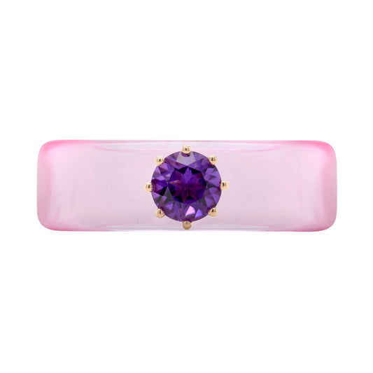 Anillo CG - Amatista y Resina Rosa