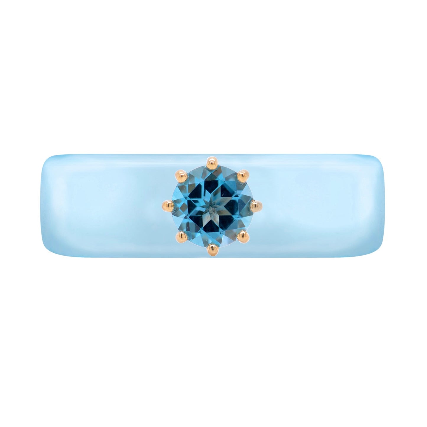 Anillo CG - Topacio Swiss Blue y Resina Celeste