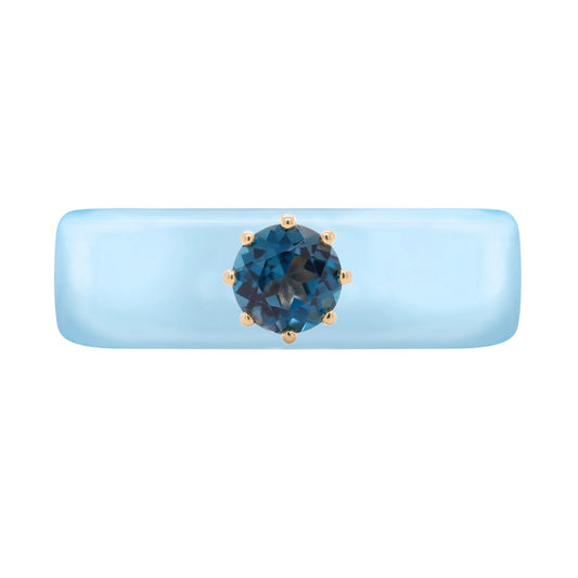 Anillo CG - Topacio London Blue y Resina Celeste