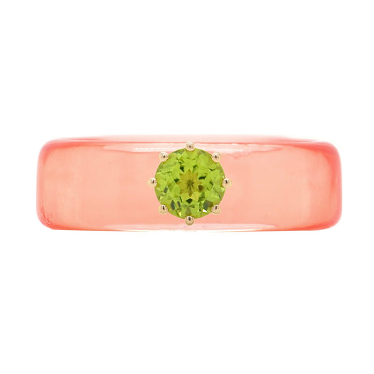 Anillo CG - Peridoto y Resina Salmón