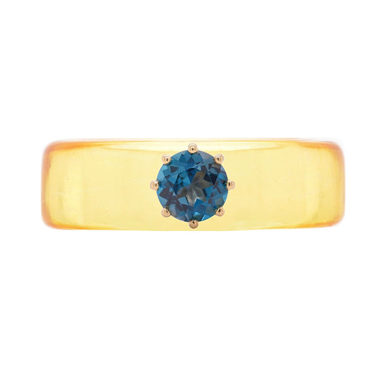 Anillo CG - Topacio London Blue y Resina Amarilla