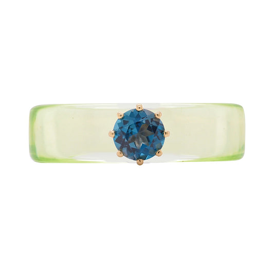 Anillo CG - Topacio London Blue y Resina Verde