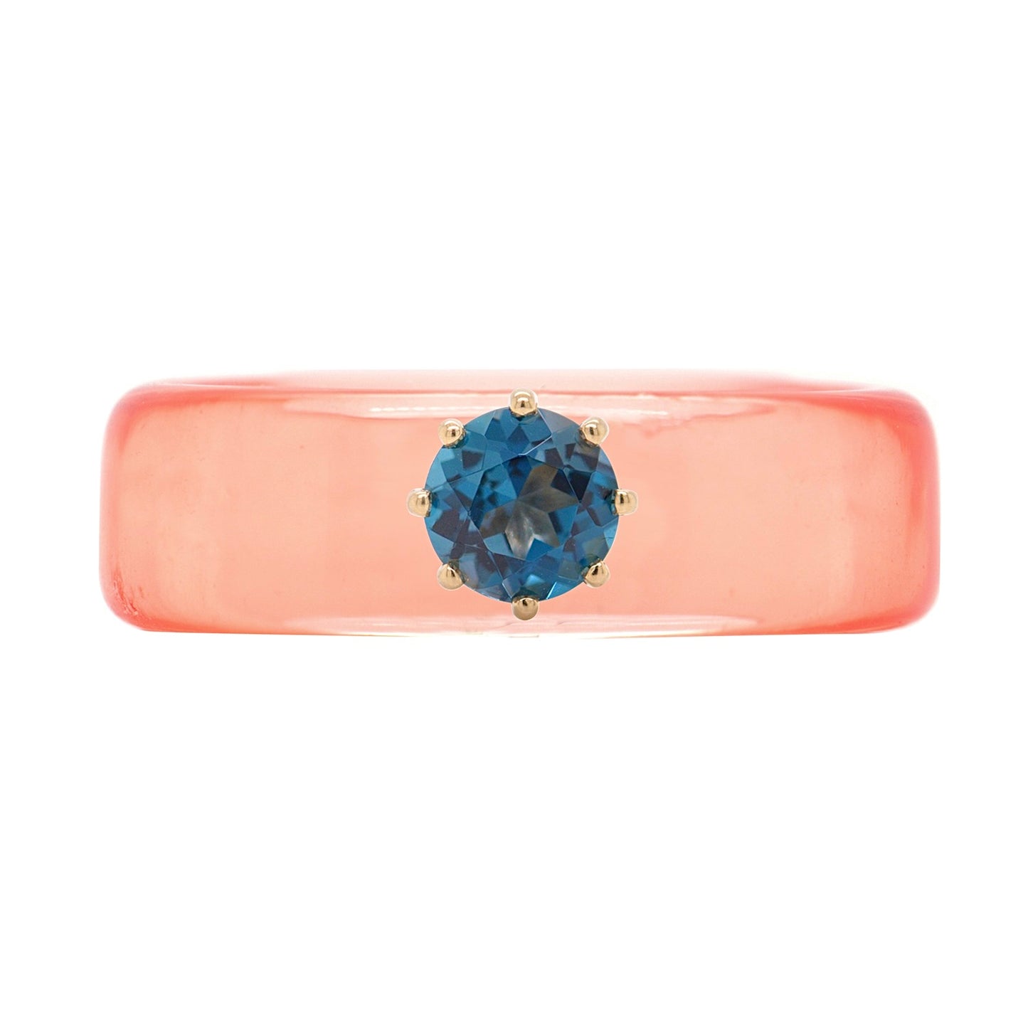 Anillo CG - Topacio London Blue y Resina Salmón