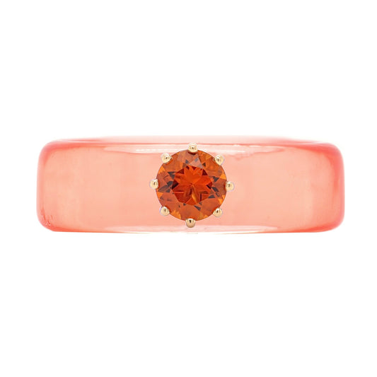 Anillo CG - Citrino y Resina Salmón