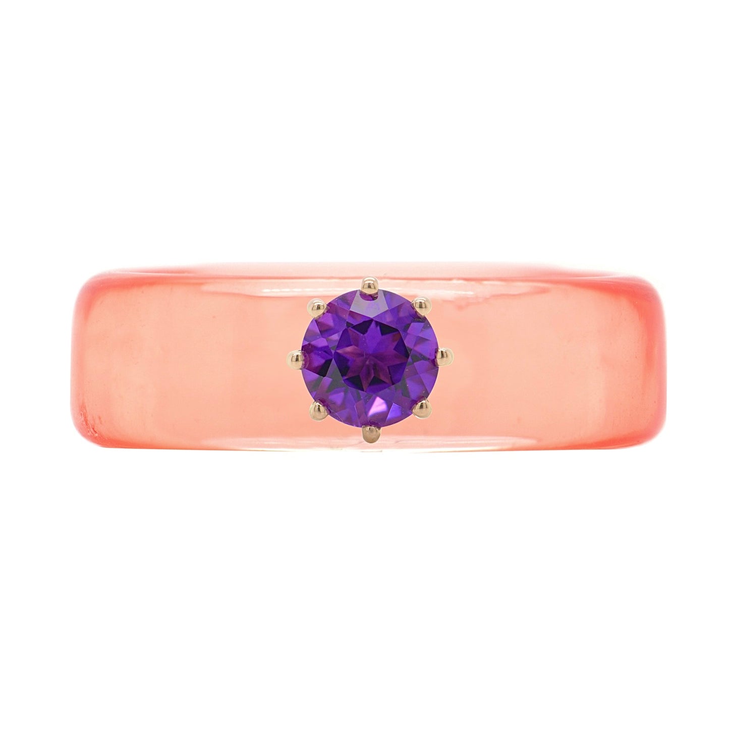 Anillo CG - Amatista y Resina Salmón