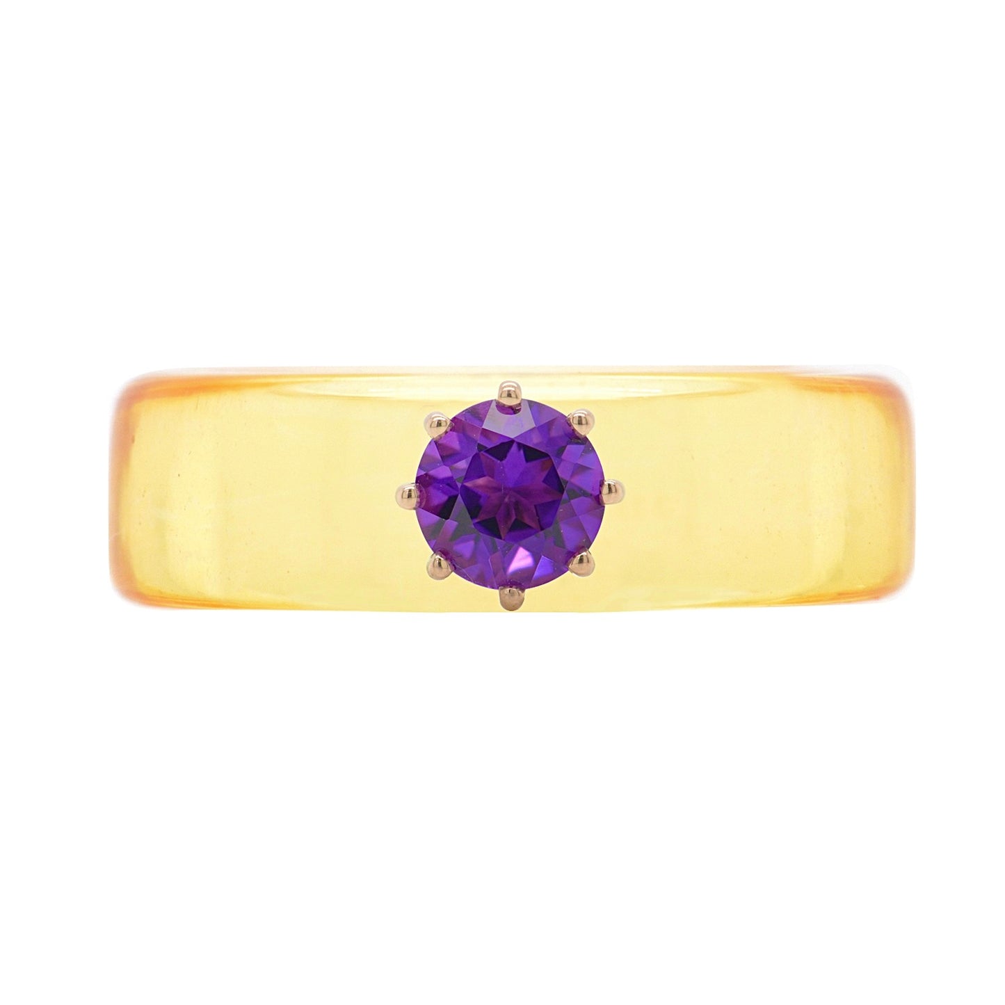 Anillo CG - Amatista y Resina Amarilla