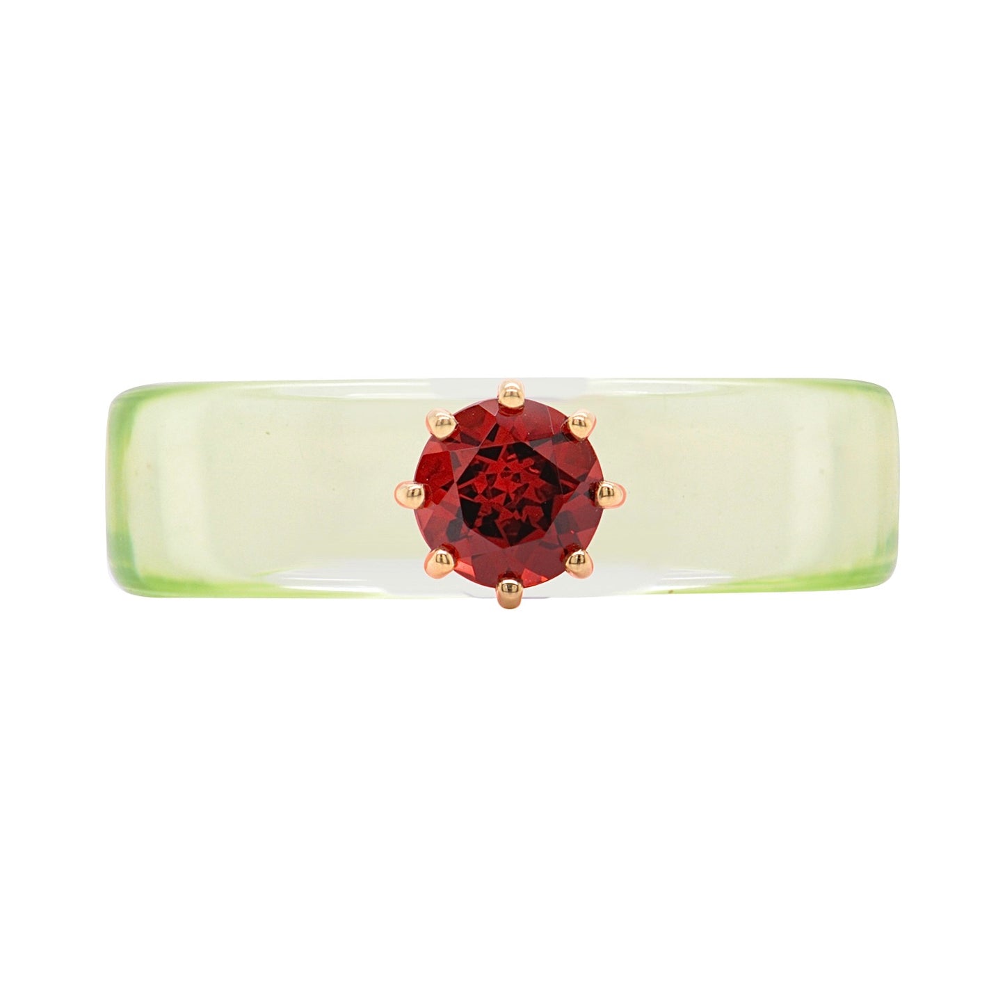 Anillo CG - Granate y Resina Verde