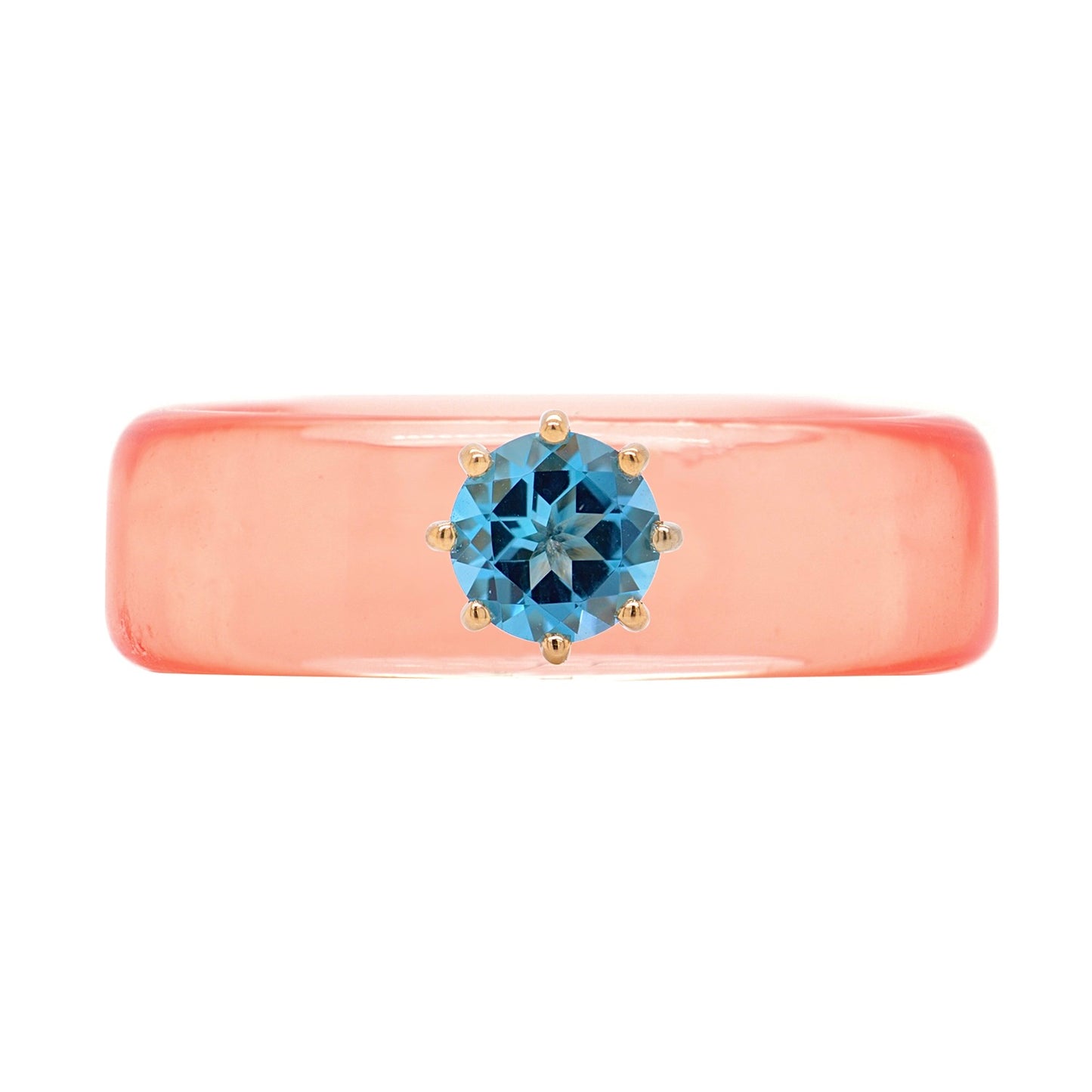 Anillo CG - Topacio Swiss Blue y Resina Salmón