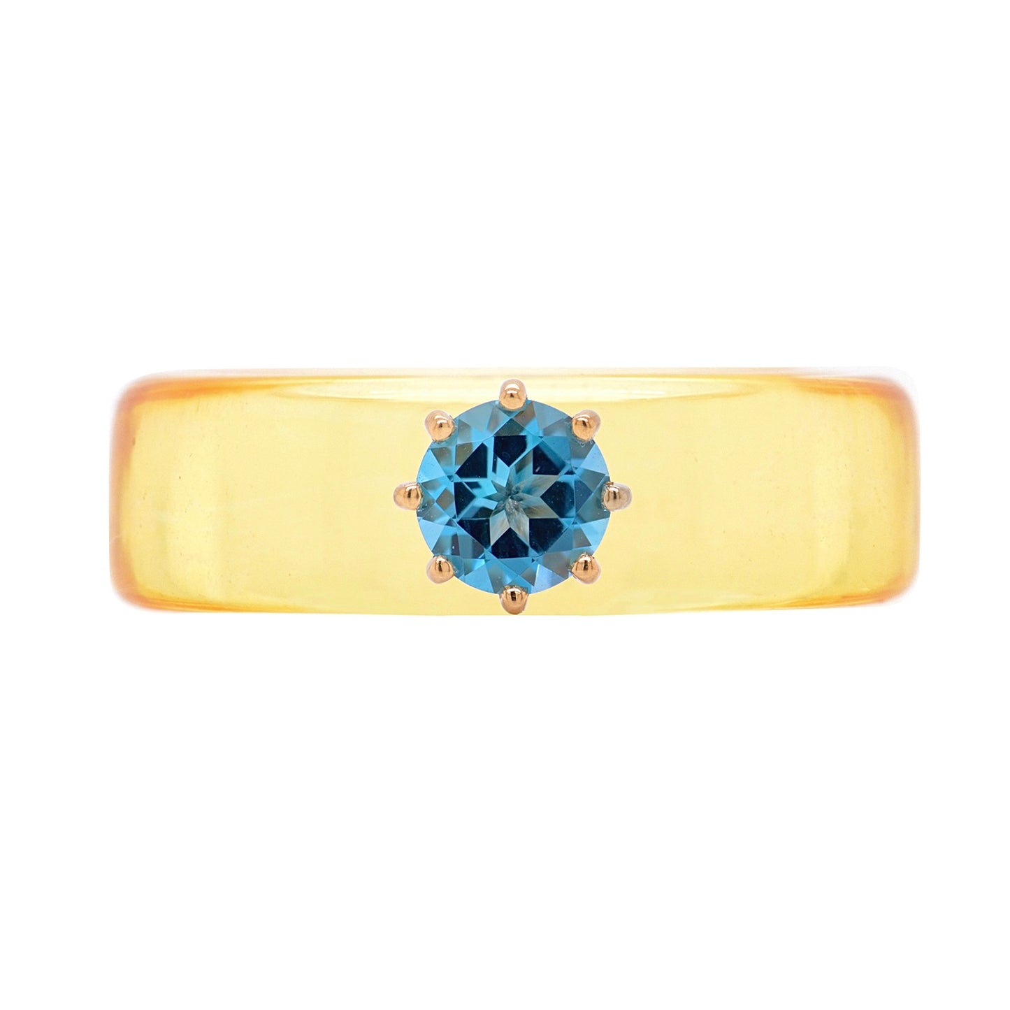 Anillo CG - Topacio Swiss Blue y Resina Amarilla