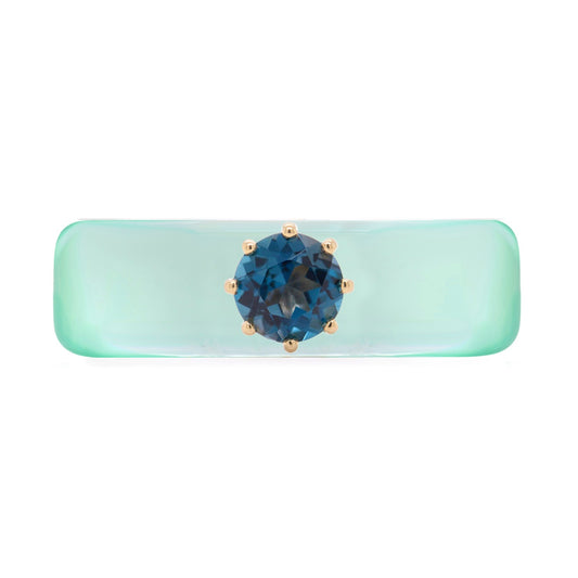 Anillo CG - Topacio London Blue y Verde Menta