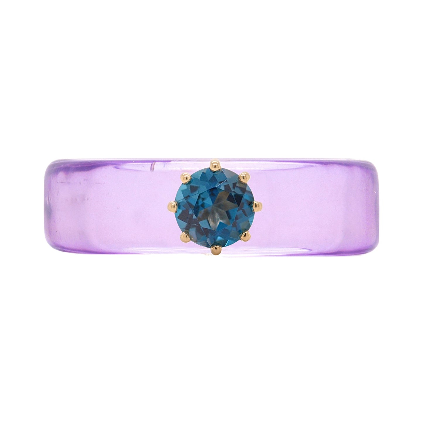 Anillo CG - Topacio London Blue y Resina Morada