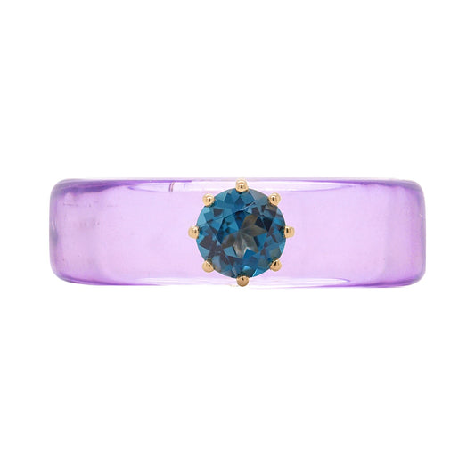 Anillo CG - Topacio London Blue y Resina Morada