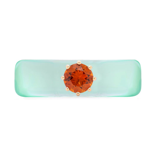 Anillo CG - Citrino y Resina Verde Menta