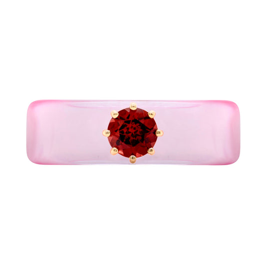 Anillo CG - Granate y Resina Rosa