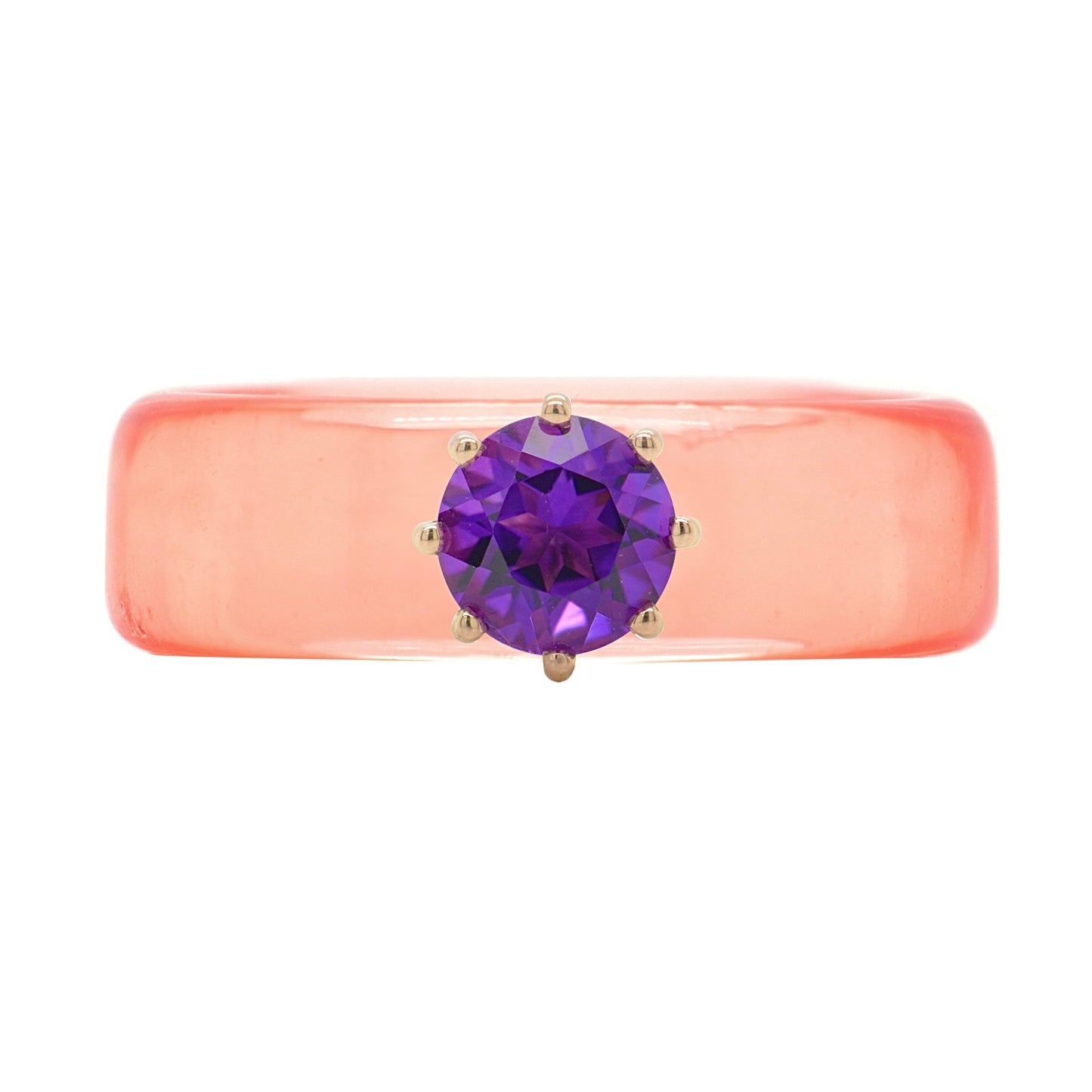 Anillo CG - Amatista y Resina Salmón