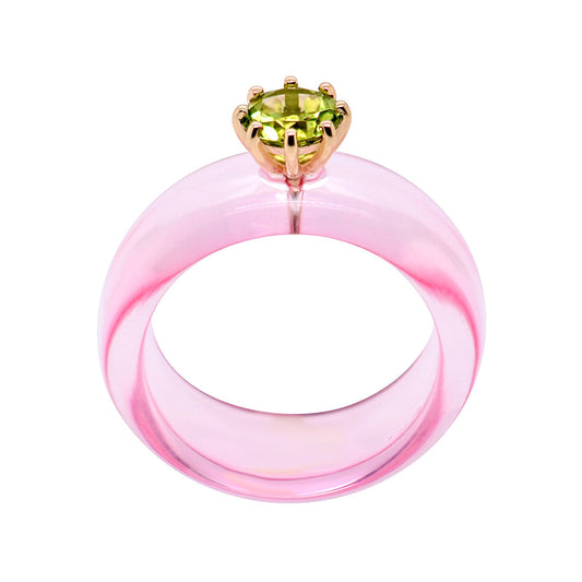 Anillo CG - Peridoto y Resina Rosa