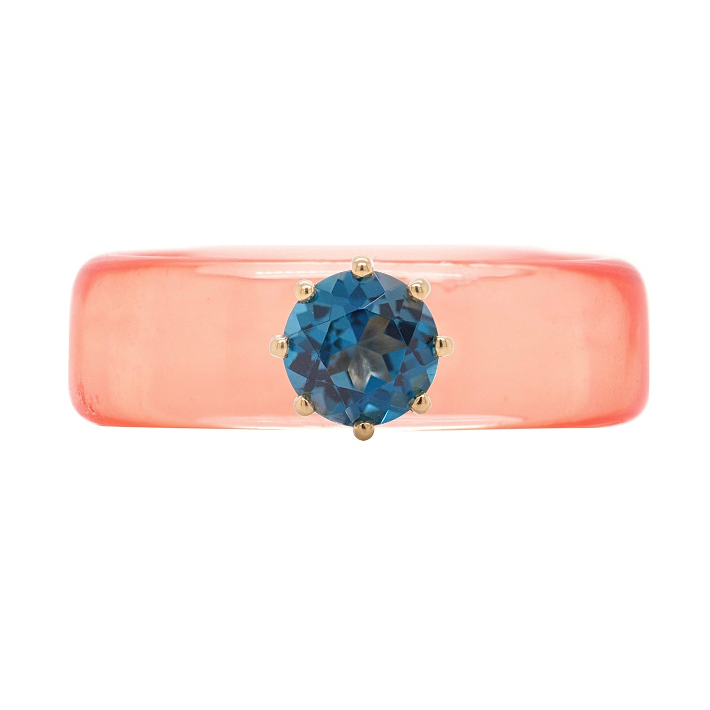 Anillo CG - Topacio London Blue y Resina Salmón