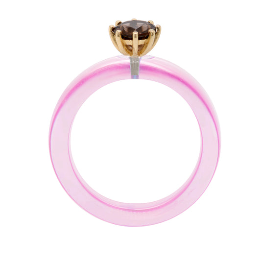 Anillo CG - Smoky Quartz y Resina Rosa