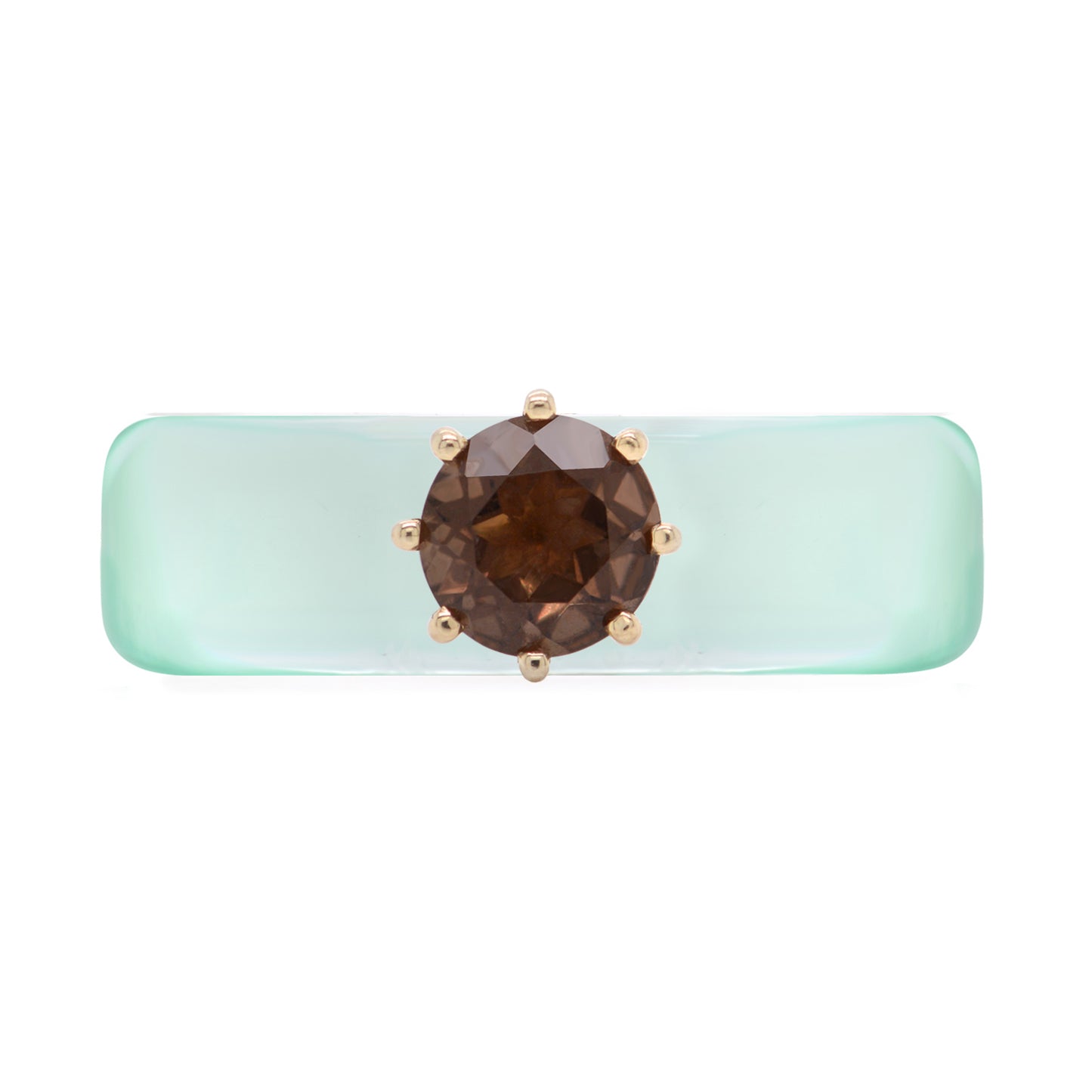 Anillo CG - Smoky Quartz y Resina Verde Menta