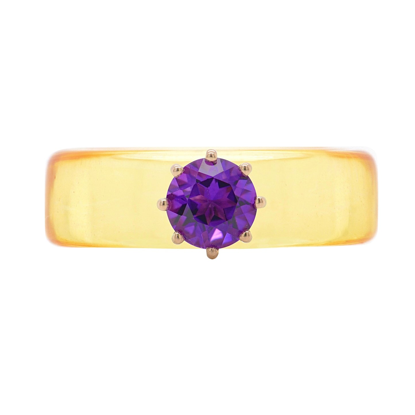 Anillo CG - Amatista y Resina Amarilla