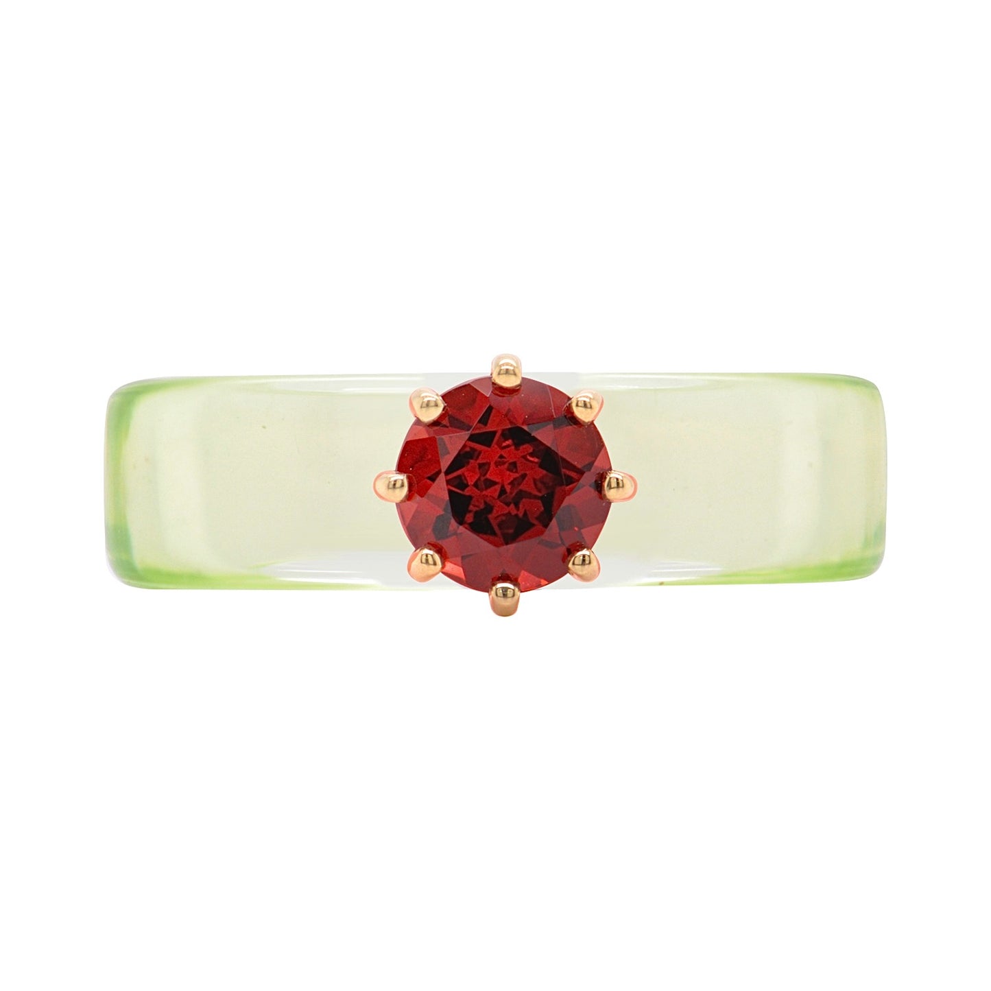 Anillo CG - Granate y Resina Verde