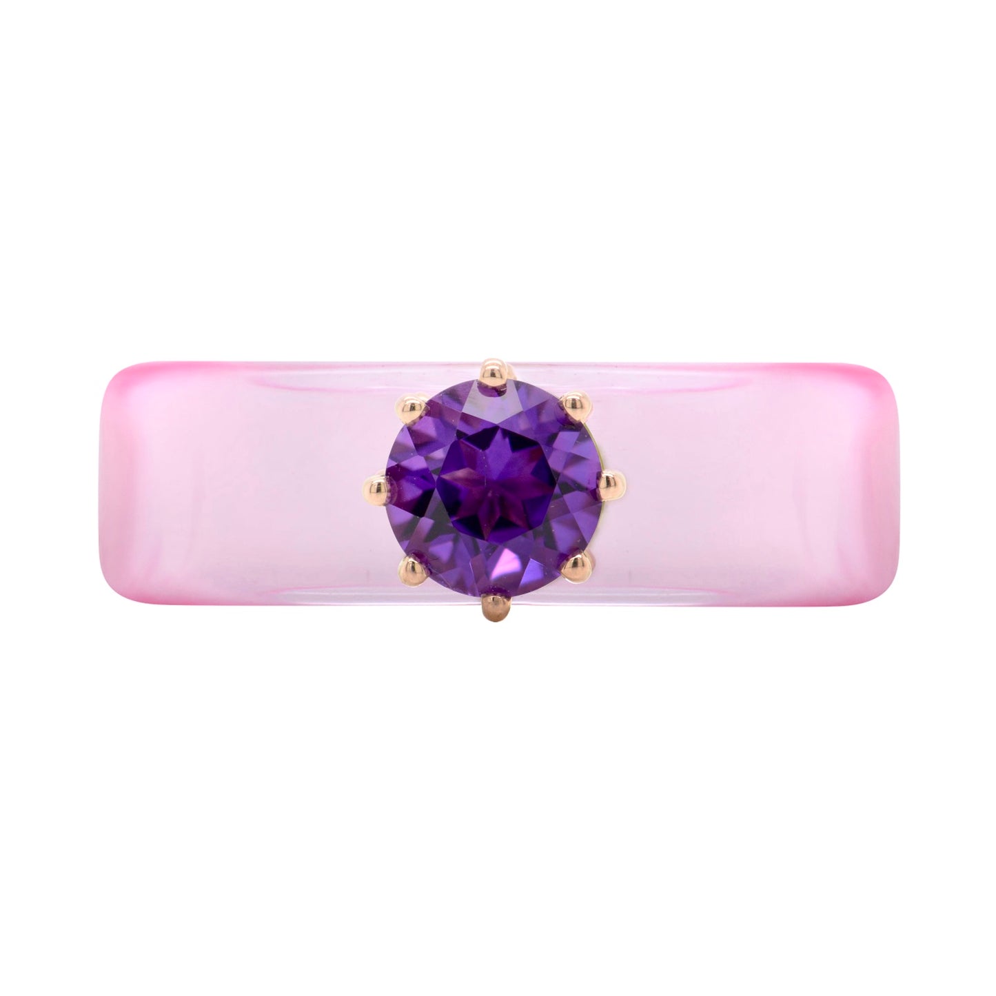 Anillo CG - Amatista y Resina Rosa