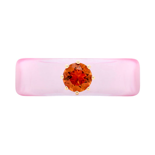 Anillo CG - Citrino y Resina Rosa
