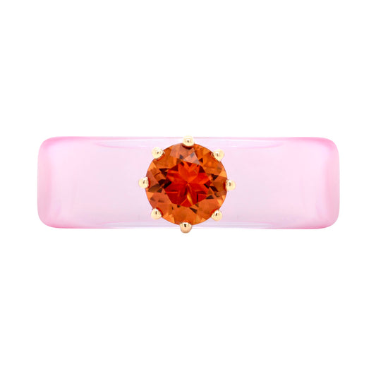 Anillo CG - Citrino y Resina Rosa