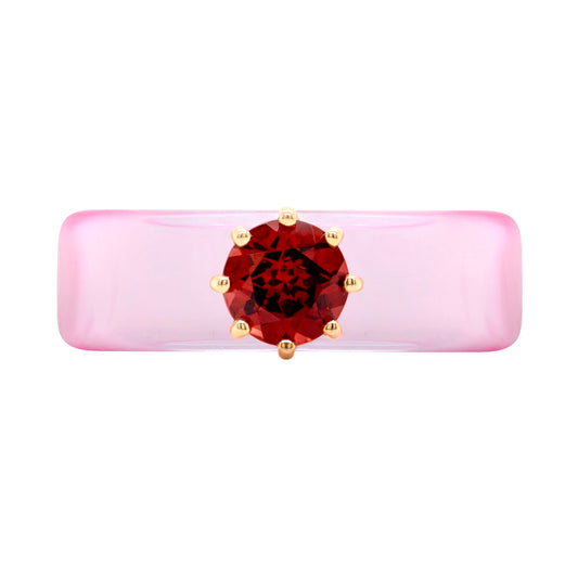 Anillo CG - Granate y Resina Rosa