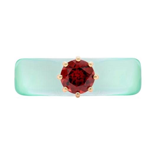 Anillo CG - Granate y Verde Menta