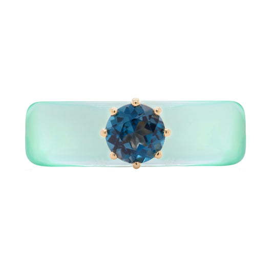 Anillo CG - Topacio London Blue y Verde Menta