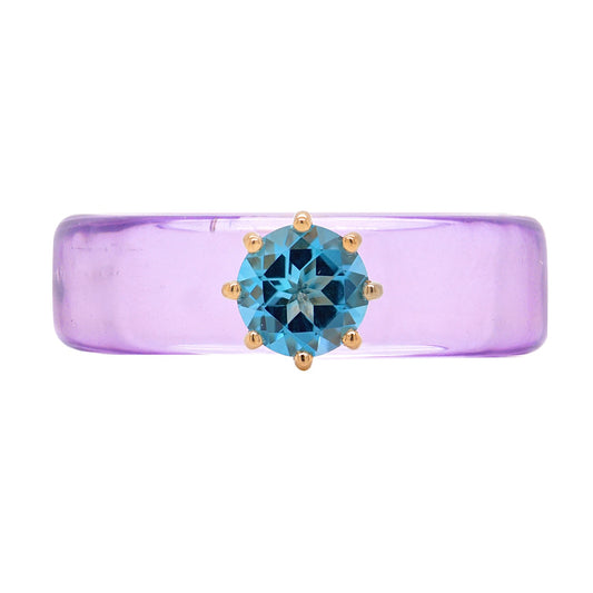 Anillo CG - Topacio Swiss Blue y Resina Morada
