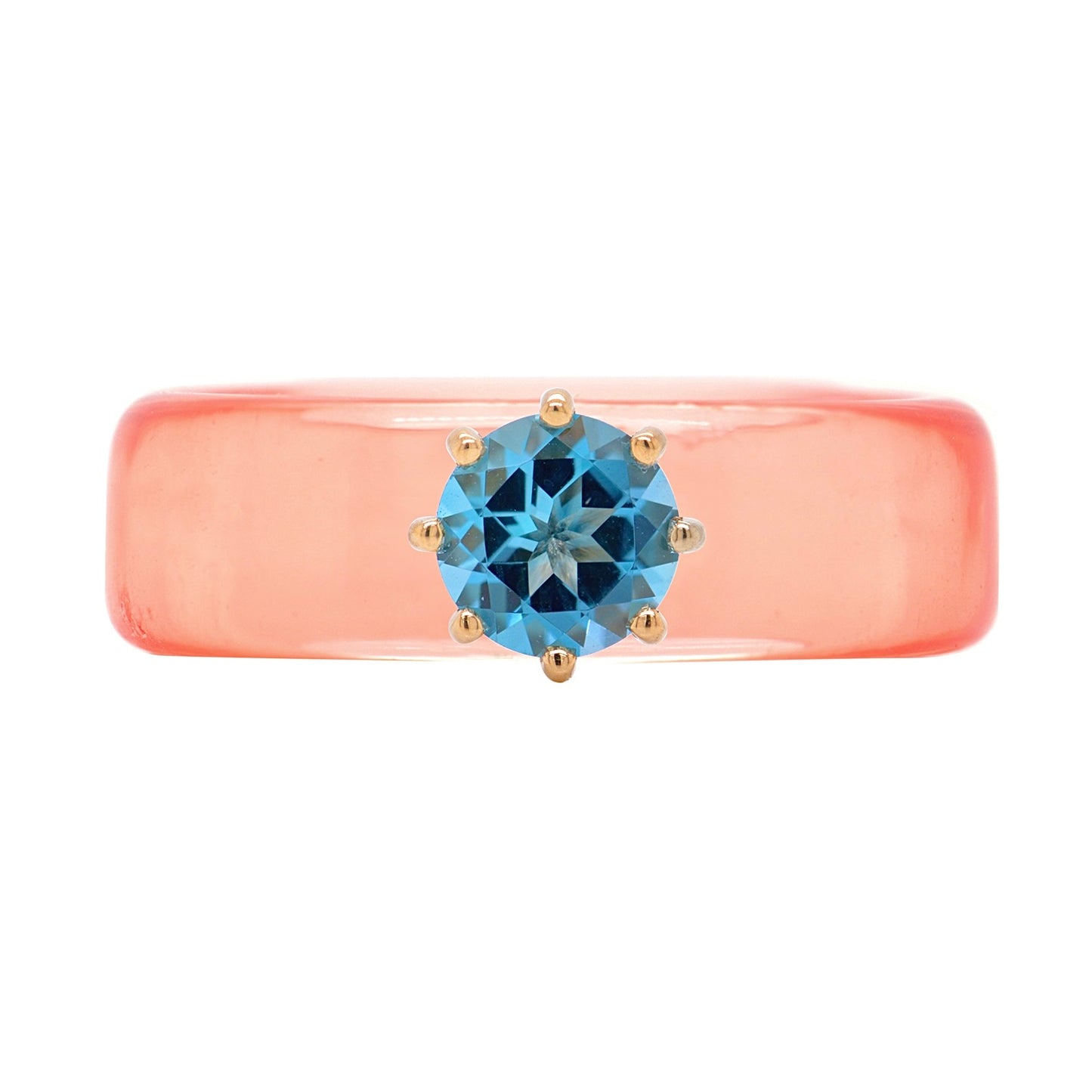 Anillo CG - Topacio Swiss Blue y Resina Salmón