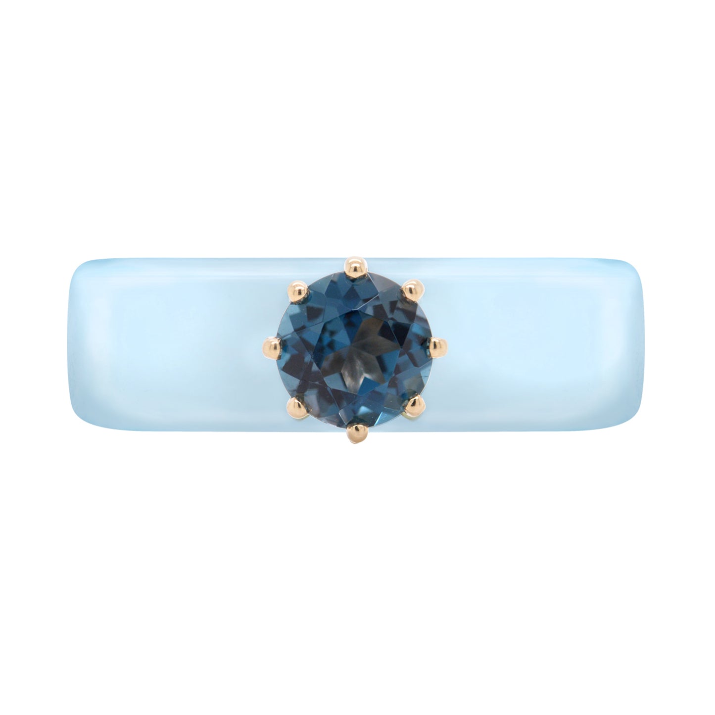 Anillo CG - Topacio London Blue y Resina Celeste