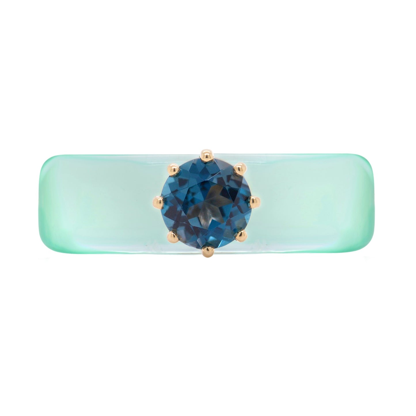 Anillo CG - Topacio London Blue y Resina Menta