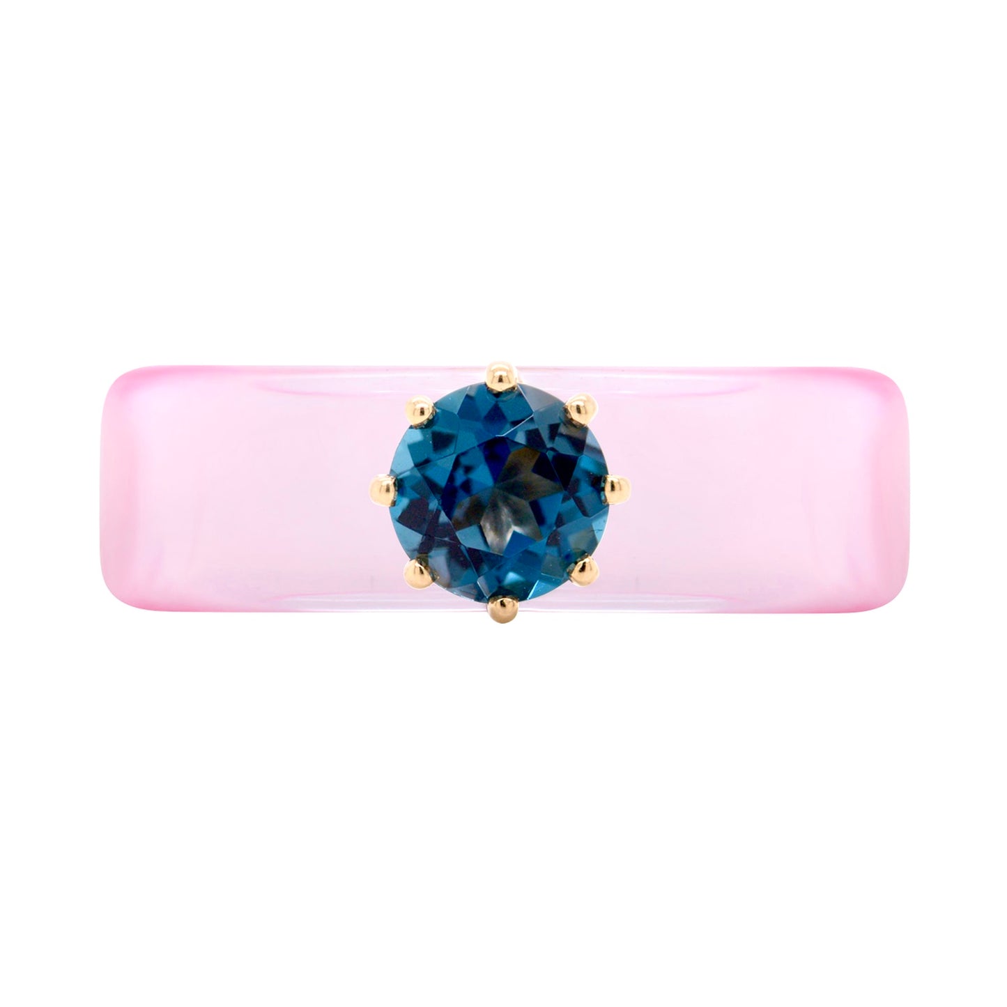 Anillo CG - Topacio London Blue y Resina Rosa