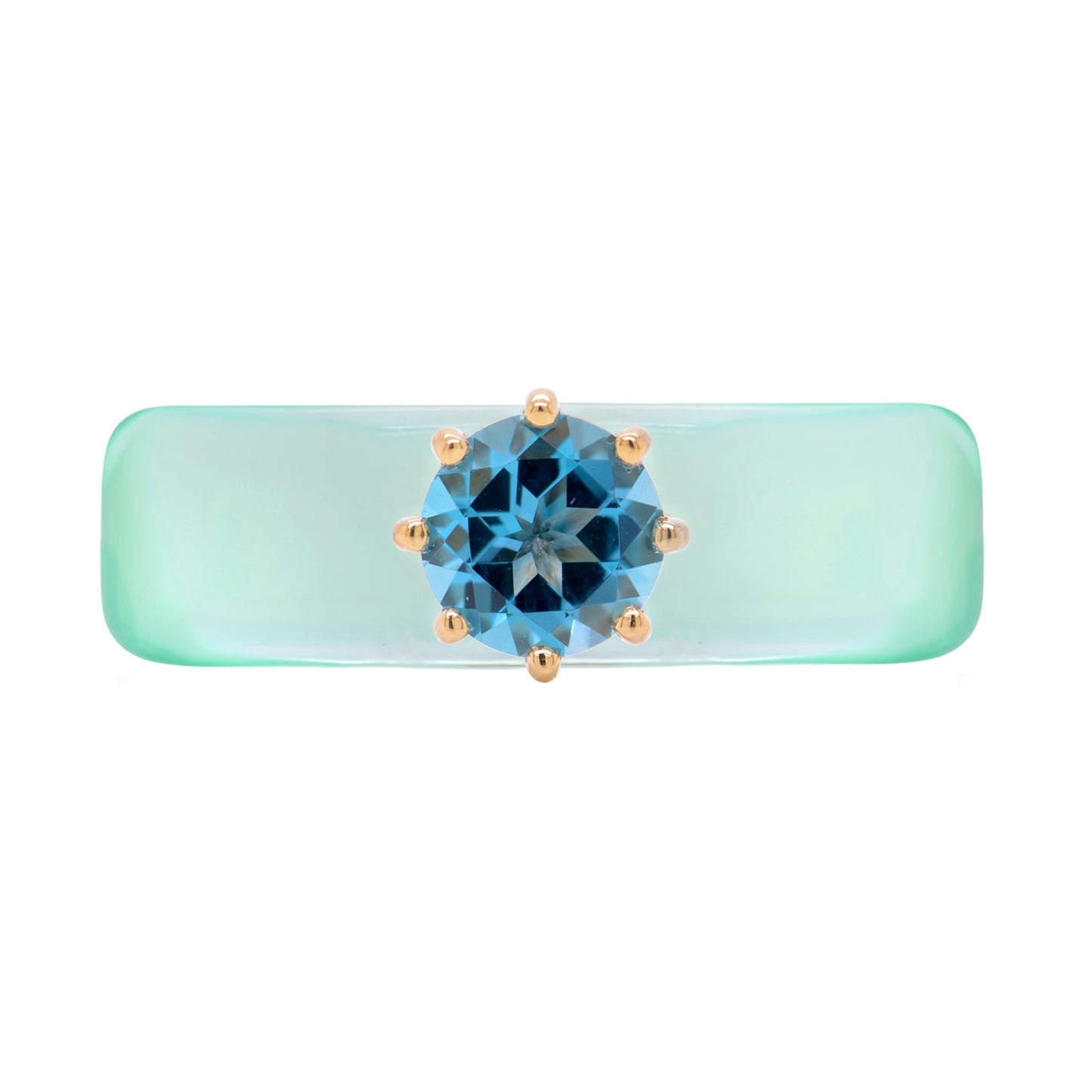 Anillo CG - Topacio Swiss Blue y Resina Menta