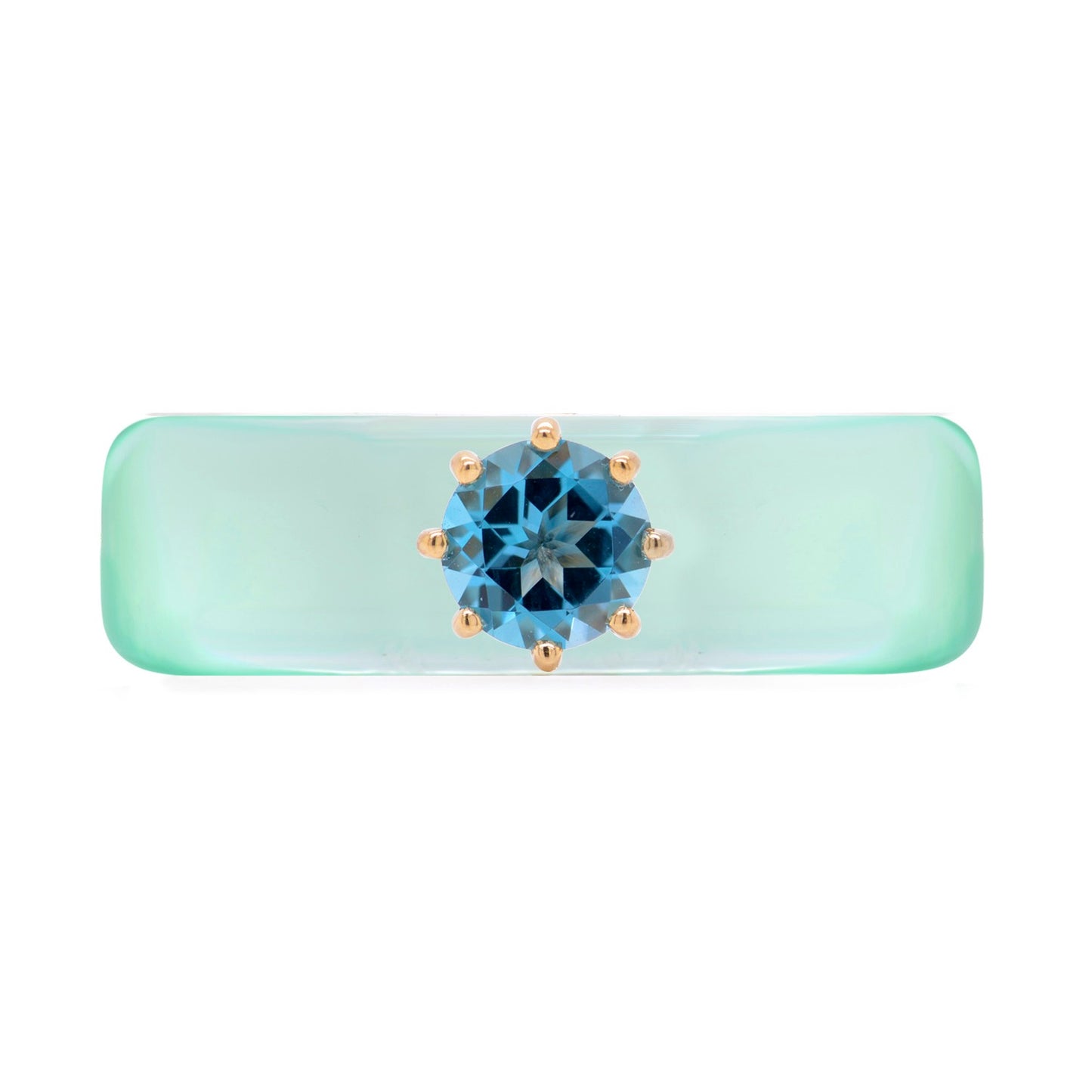 Anillo CG - Topacio Swiss Blue y Resina Menta