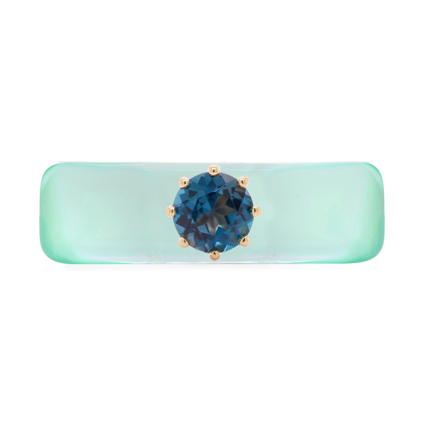 Anillo CG - Topacio London Blue y Resina Menta