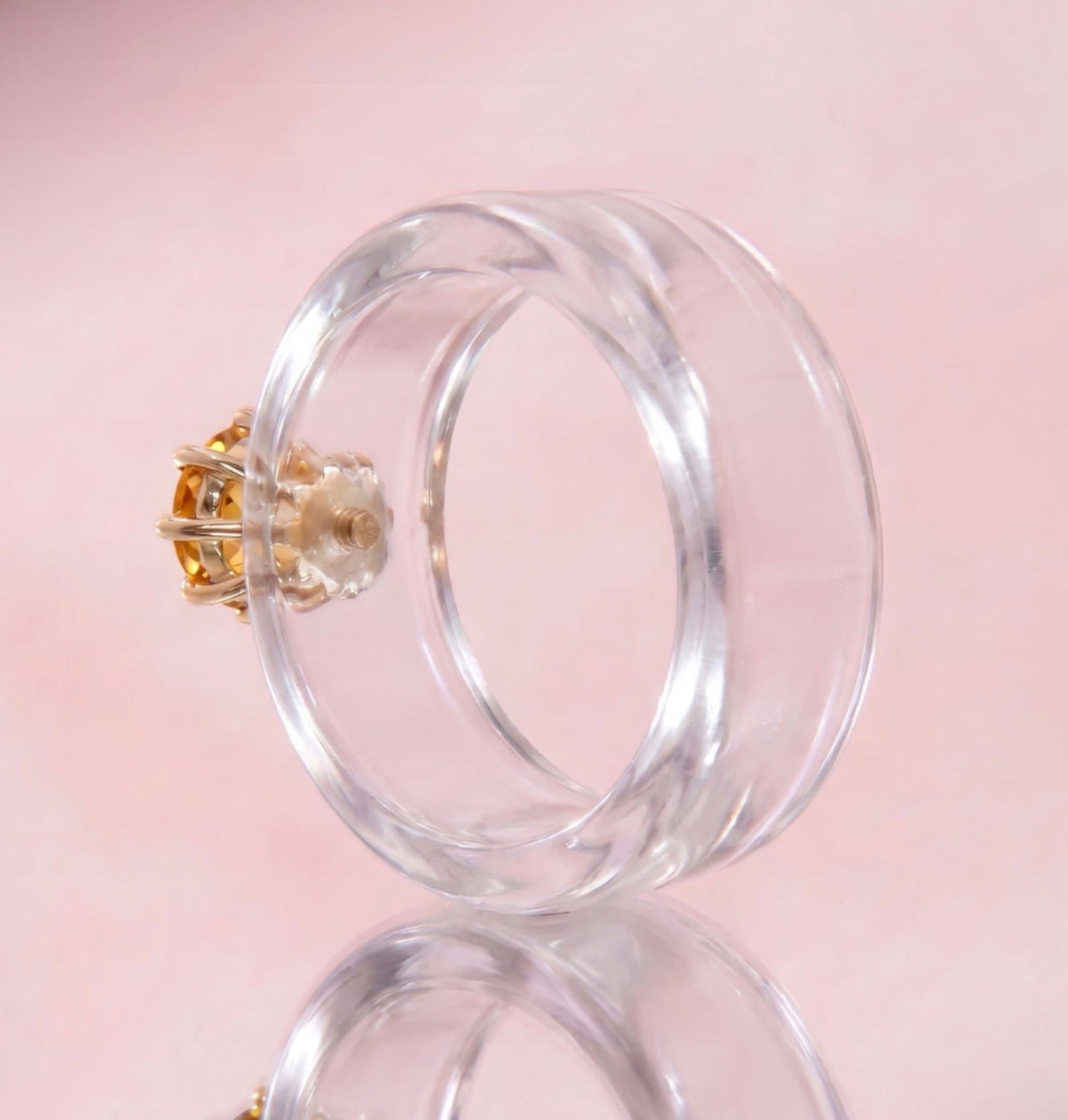 Anillo CG de citrino y resina transparente, toma vertical